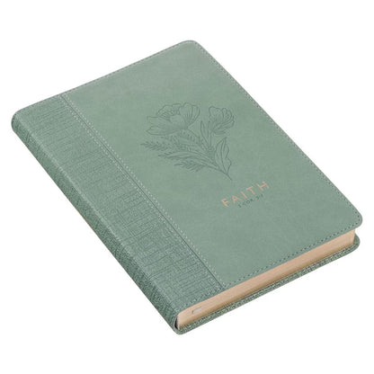 Faith Teal Floral Faux Leather Classic Journal - 2 Corinthians 5:7 - The Christian Gift Company