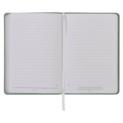 Faith Teal Floral Faux Leather Classic Journal - 2 Corinthians 5:7 - The Christian Gift Company
