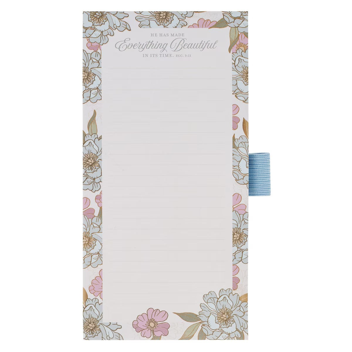 Everything Beautiful Whimsical Blooms Magnetic Notepad and Pen Gift Set - Ecclesiastes 3:11 - The Christian Gift Company