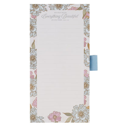 Everything Beautiful Whimsical Blooms Magnetic Notepad and Pen Gift Set - Ecclesiastes 3:11 - The Christian Gift Company
