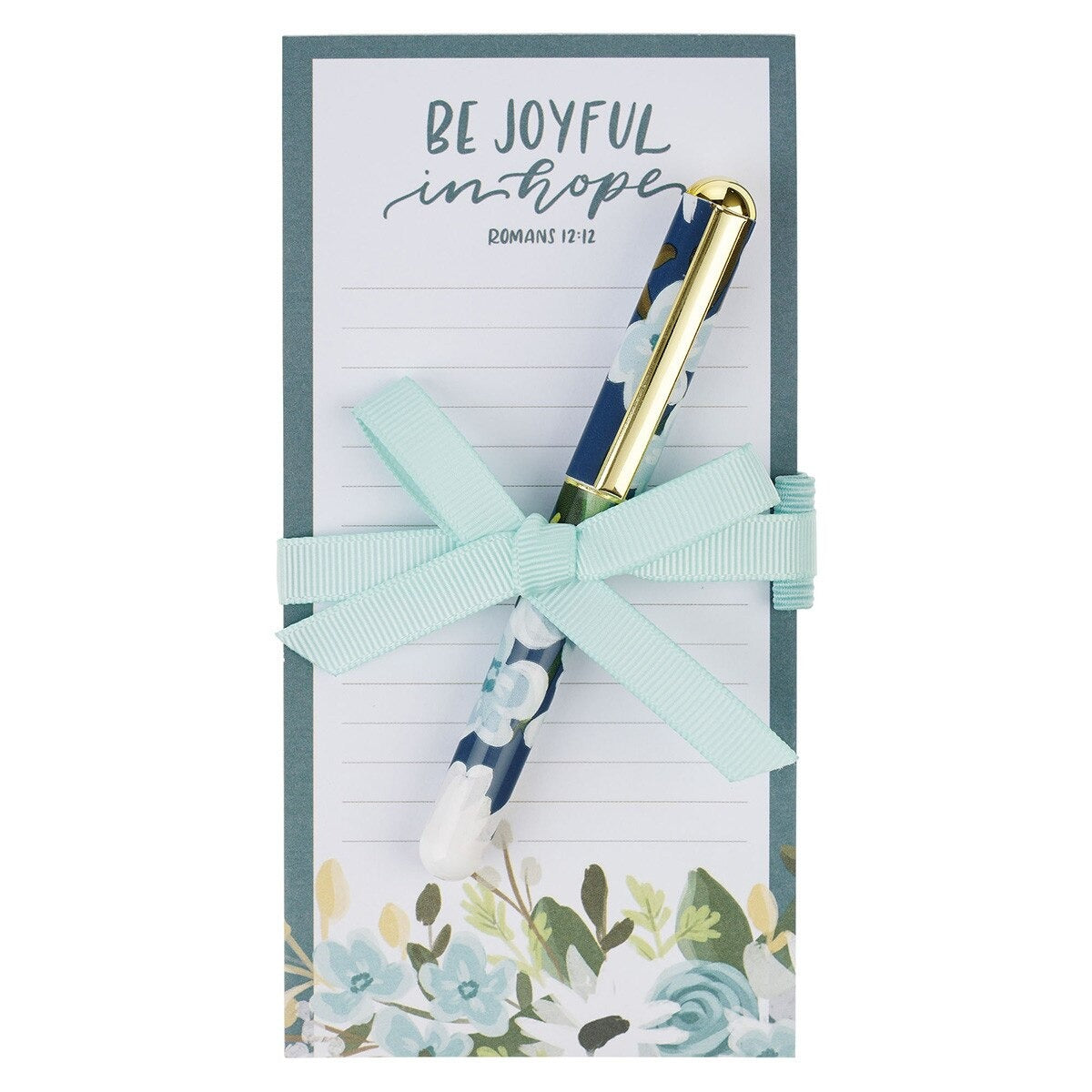 Be Joyful in Hope Magnetic Notepad and Pen Gift Set - Romans 12:12 - The Christian Gift Company