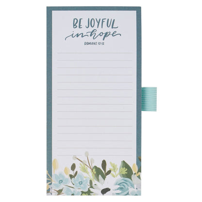 Be Joyful in Hope Magnetic Notepad and Pen Gift Set - Romans 12:12 - The Christian Gift Company