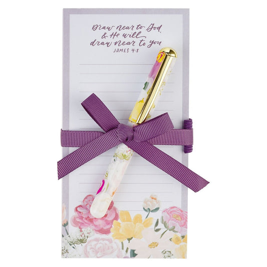 Draw Near to God Magnetic Notepad and Pen Gift Set James 4:8 - The Christian Gift Company