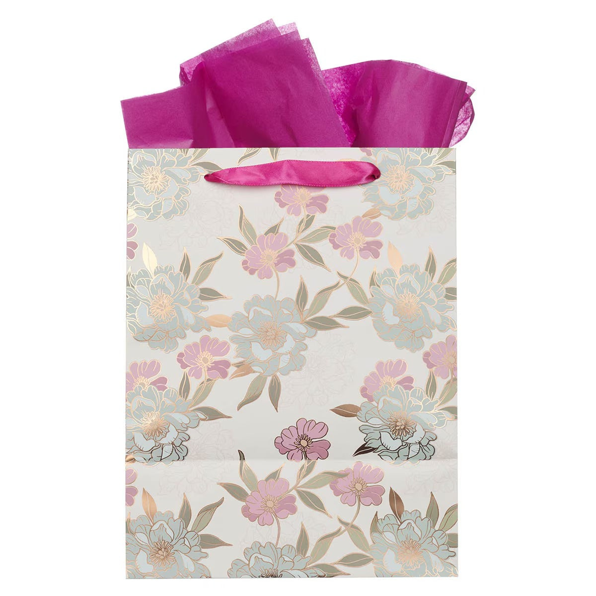 Everything Beautiful Whimsical Blooms Large Portrait Gift Bag - Ecclesiastes 3:11 - The Christian Gift Company