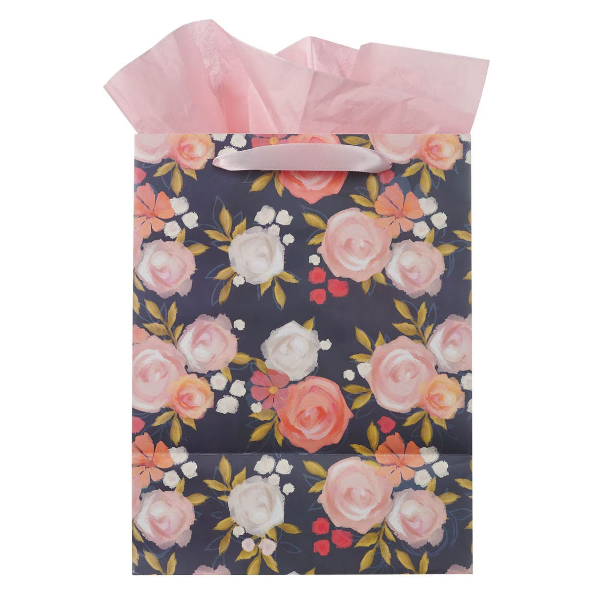Be Still and Know Painted Peonies Large Portrait Gift Bag - Psalm 46:10 - The Christian Gift Company