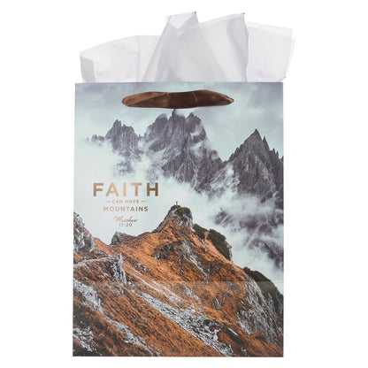 Faith Can Move Mountains Large Portrait Gift Bag - Matthew 17:20 - The Christian Gift Company