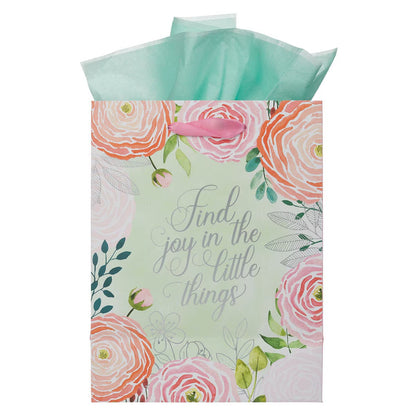 A Grateful Heart Pink Floral Medium Gift Bag - The Christian Gift Company