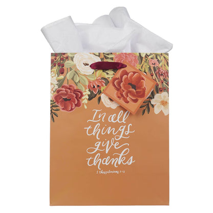 Give Thanks Pumpkin Spice Medium Gift Bag - 1 Thessalonians 5:18 - The Christian Gift Company