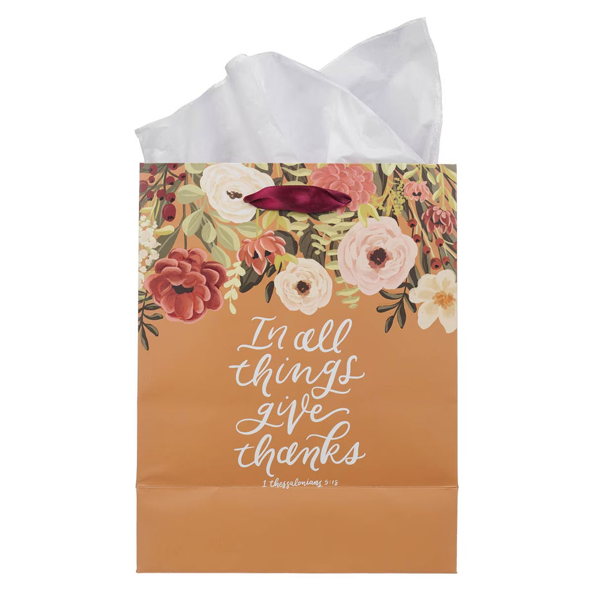Give Thanks Pumpkin Spice Medium Gift Bag - 1 Thessalonians 5:18 - The Christian Gift Company