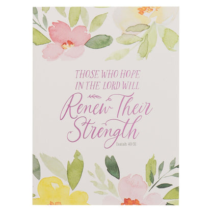 Renew Their Strength Yellow Floral Medium Notebook - Isaiah 40:31 - The Christian Gift Company