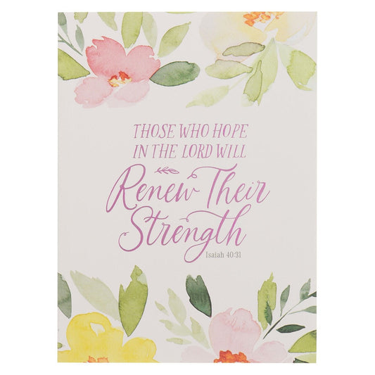 Renew Their Strength Yellow Floral Medium Notebook - Isaiah 40:31 - The Christian Gift Company