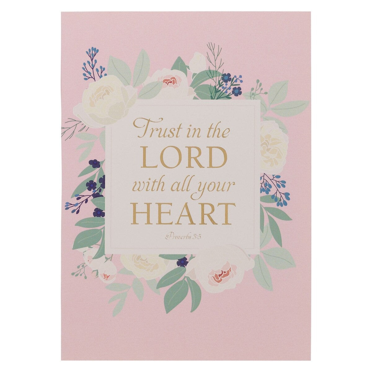 Trust in the Lord Pink Floral Medium Notebook - Proverbs 3:5 - The Christian Gift Company