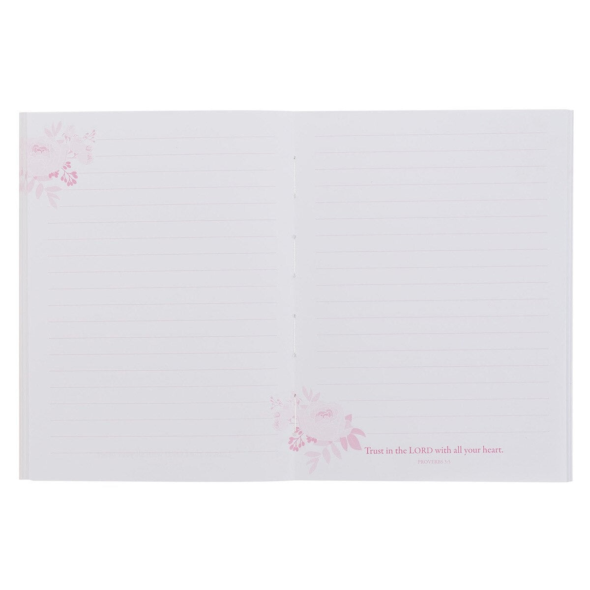 Trust in the Lord Pink Floral Medium Notebook - Proverbs 3:5 - The Christian Gift Company