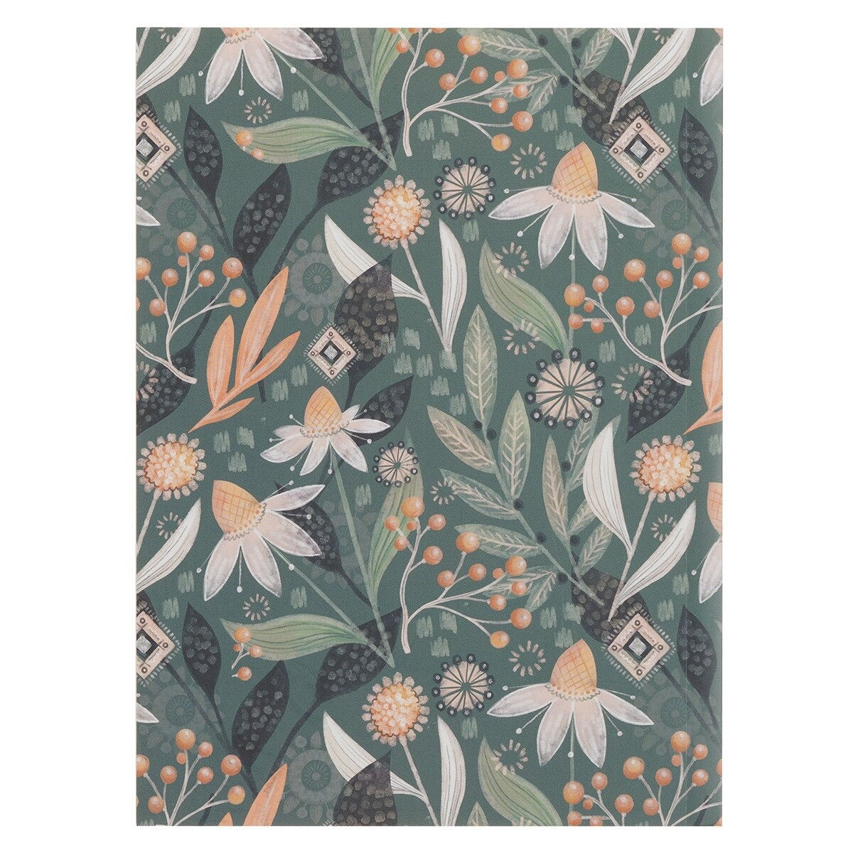 Through Christ Green Floral Medium Notebook - Philippians 4:13 - The Christian Gift Company