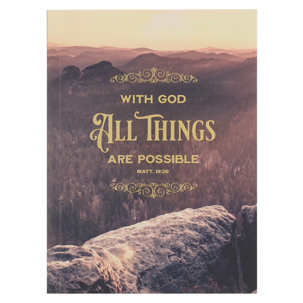 With God All Things Are Possible Mountain Medium Notebook - Matthew 19:26 - The Christian Gift Company