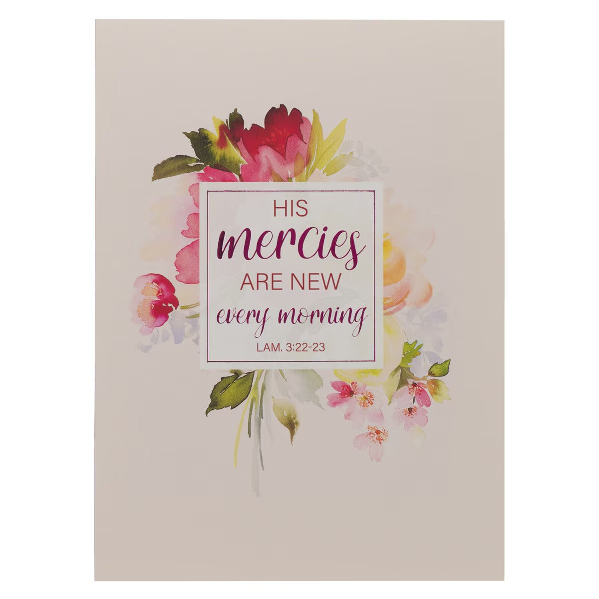 His Mercies Are New Every Morning Red Floral Medium Notebook - Lamentations 3:22–23 - The Christian Gift Company
