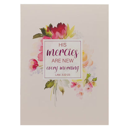 His Mercies Are New Every Morning Red Floral Medium Notebook - Lamentations 3:22–23 - The Christian Gift Company