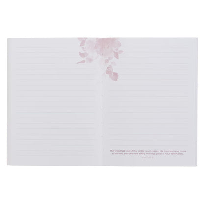 His Mercies Are New Every Morning Red Floral Medium Notebook - Lamentations 3:22–23 - The Christian Gift Company