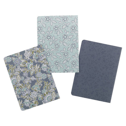Morning Mercies Blue and Green Floral Notebook Set - Lamentations 3:22-23