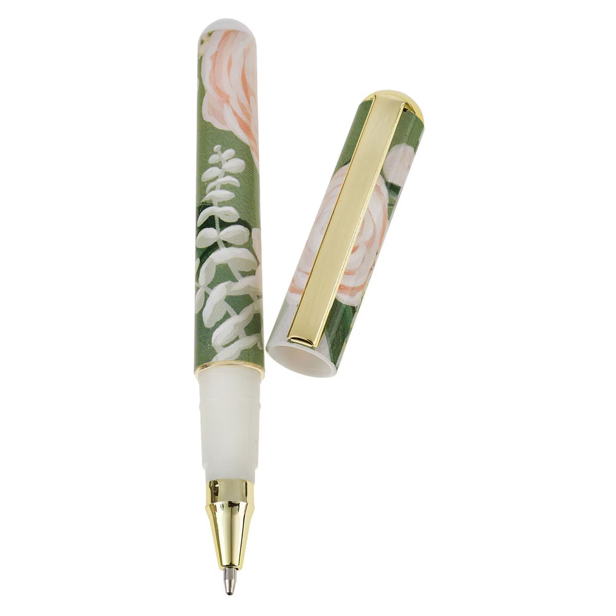 He Restores My Soul Green Floral Note Block and Pen Set - Psalm 23:3 - The Christian Gift Company