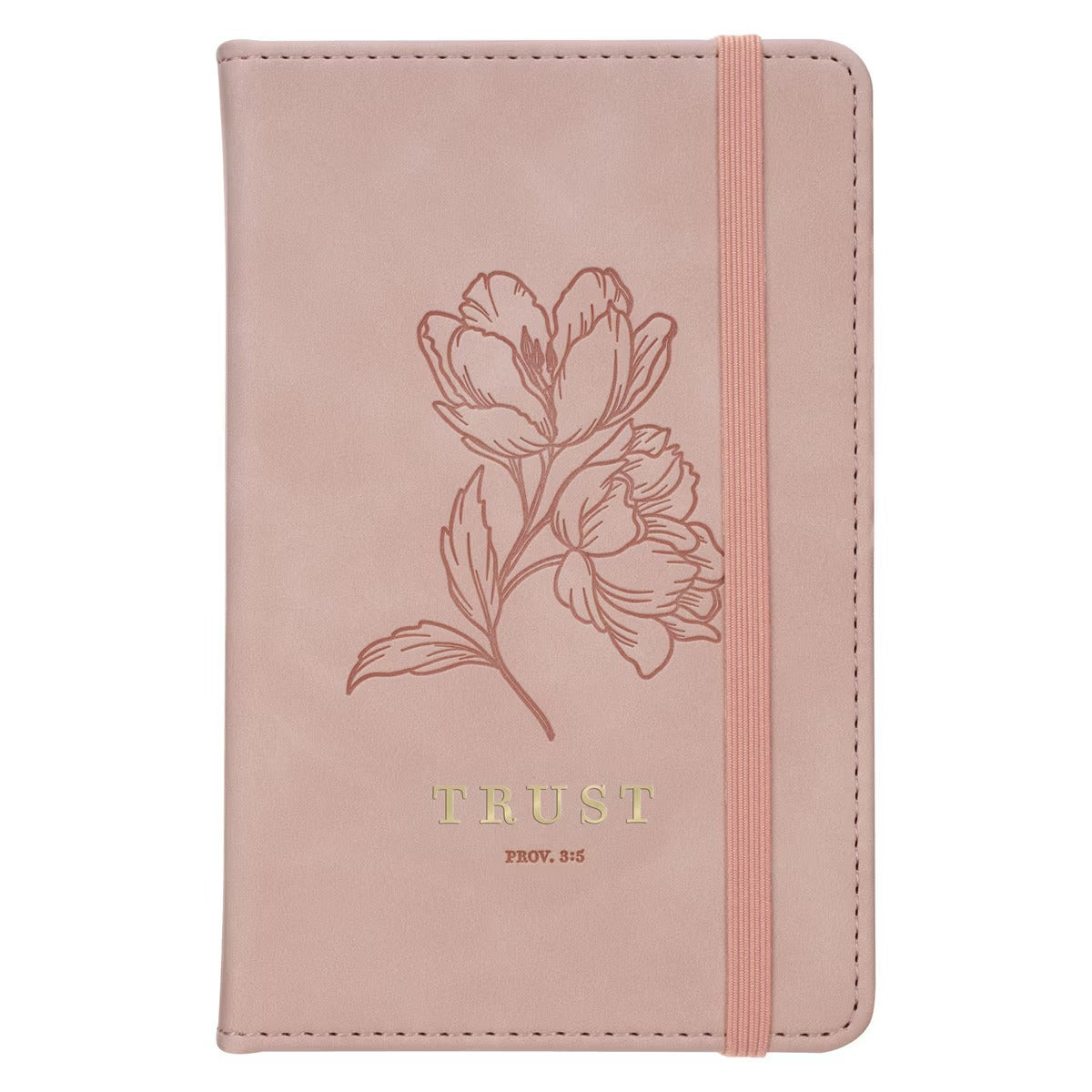 Trust Mottled Blush Faux Leather Hardcover Notebook with Elastic Band Closure - Proverbs 3:5 - The Christian Gift Company