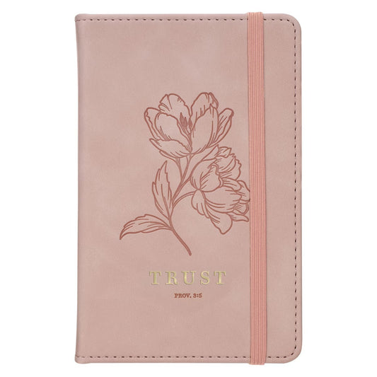 Trust Mottled Blush Faux Leather Hardcover Notebook with Elastic Band Closure - Proverbs 3:5 - The Christian Gift Company