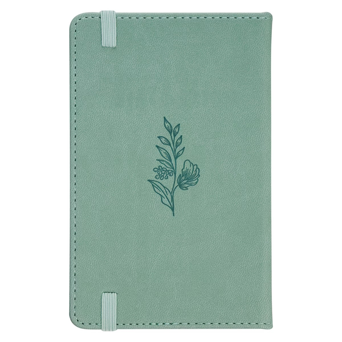 Faith Teal Floral Faux Leather Hardcover Notebook with Elastic Band Closure - 2 Corinthians 5:7 - The Christian Gift Company