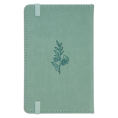 Faith Teal Floral Faux Leather Hardcover Notebook with Elastic Band Closure - 2 Corinthians 5:7 - The Christian Gift Company