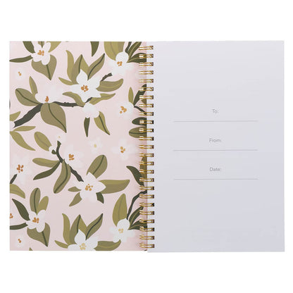 Through Christ Pink Floral Spiral Notebook - Phil 4:13 - The Christian Gift Company