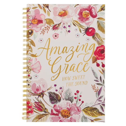 Amazing Grace Pink Floral Spiral Notebook - The Christian Gift Company
