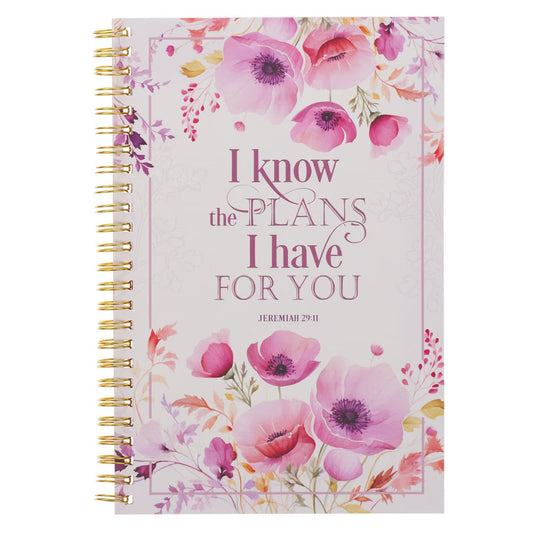 I Know The Plans Pink Wildflower Spiral Notebook - Jeremiah 29:11 - The Christian Gift Company