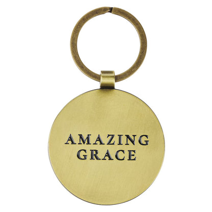 Amazing Grace Antique Gold Metal Keychain