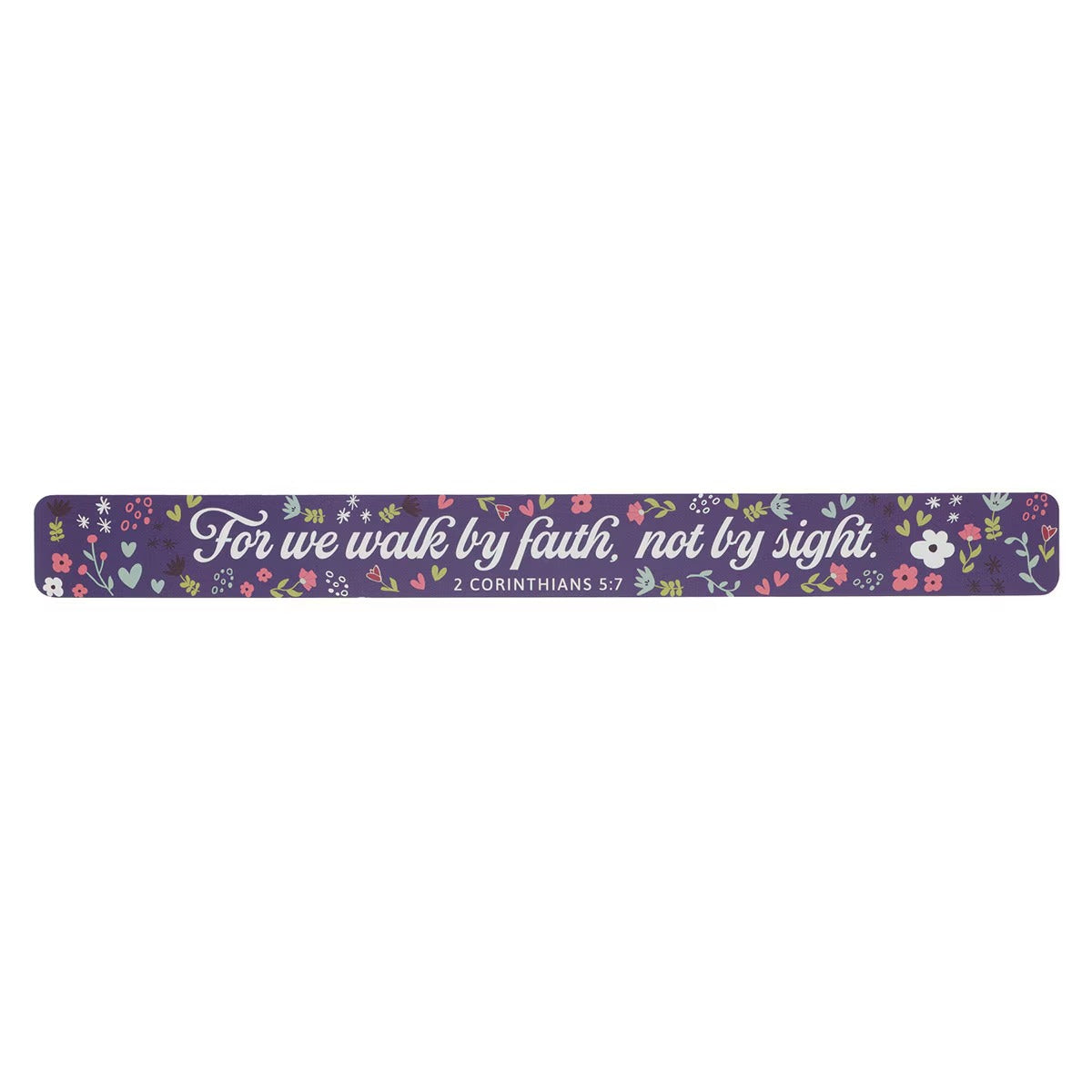 We Walk by Faith Purple Floral Large Magnetic Strip - 2 Corinthians 5:7 - The Christian Gift Company