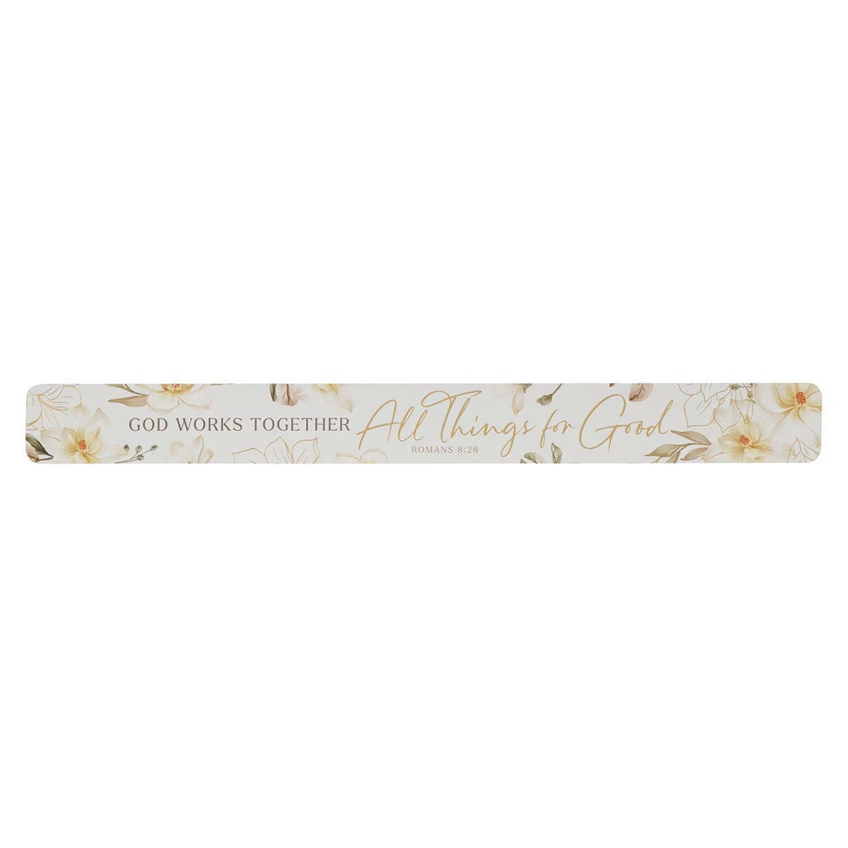 All Things for Good White Magnolia Large Magnetic Strip - Romans 8:28 - The Christian Gift Company