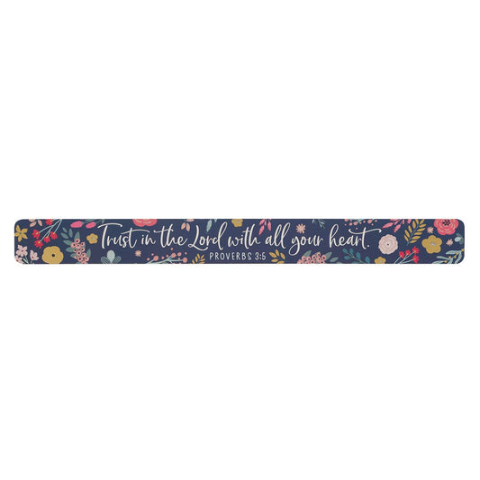 Trust in the Lord Purple Floral Large Magnetic Strip - Proverbs 3:5 - The Christian Gift Company