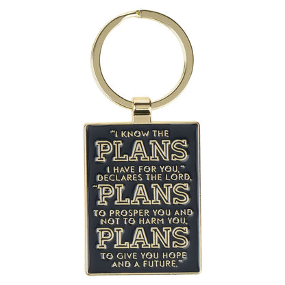 The Plans Modern Blue Grid Keychain in a Gift Tin - Jeremiah 29:11 - The Christian Gift Company