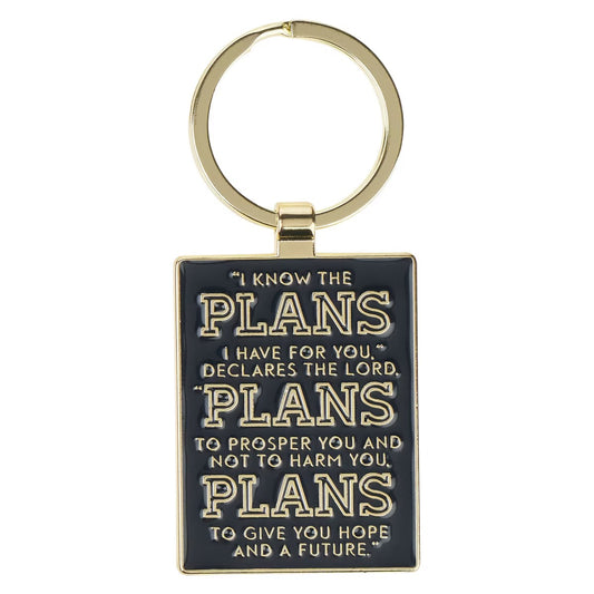 The Plans Modern Blue Grid Keychain in a Gift Tin - Jeremiah 29:11 - The Christian Gift Company