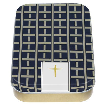 The Plans Modern Blue Grid Keychain in a Gift Tin - Jeremiah 29:11 - The Christian Gift Company