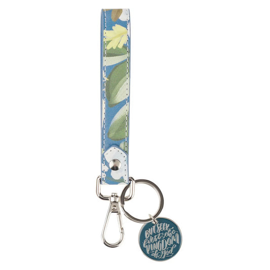 Seek the Kingdom Blue Wrist Strap Keychain - Matthew 6:33 - The Christian Gift Company