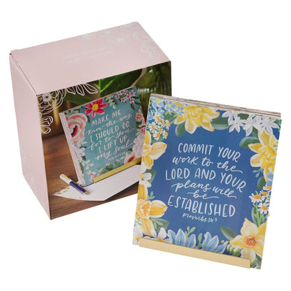 Blossoms of Faith Desktop Scripture Cards with Gold Metal Stand