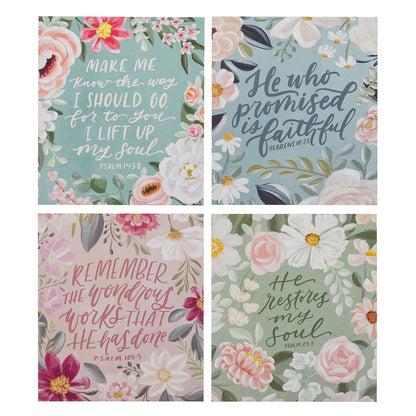 Blossoms of Faith Desktop Scripture Cards with Gold Metal Stand