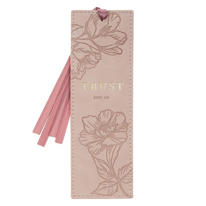 Trust Mottled Blush Faux Leather Bookmark - Proverbs 3:5 - The Christian Gift Company