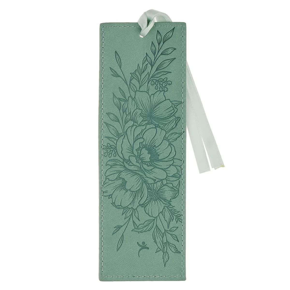 Faith Teal Floral Faux Leather Bookmark - 2 Corinthians 5:7 - The Christian Gift Company
