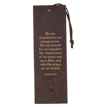 Amazing Grace Honey-brown Faux Leather Bookmark - Isaiah 53:3