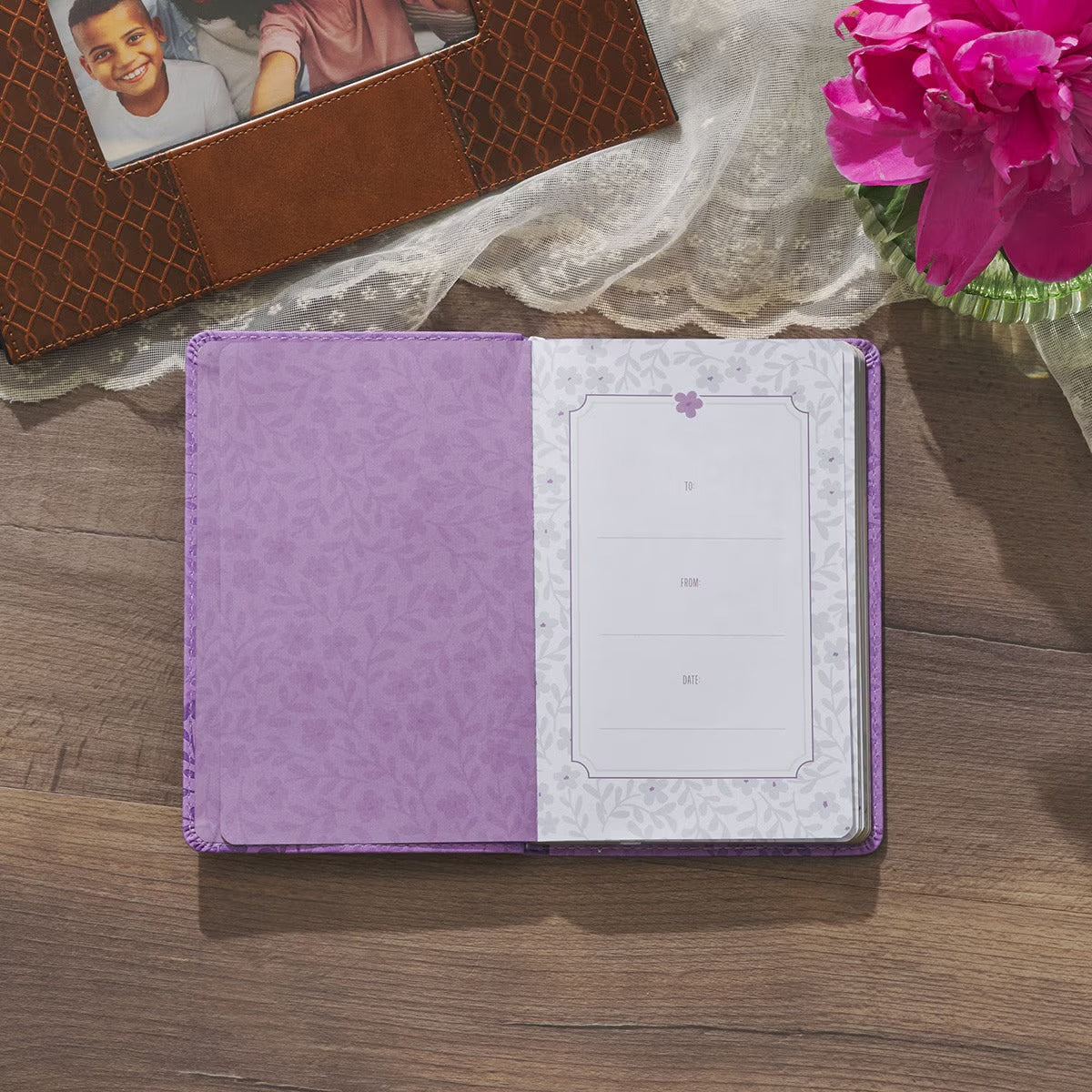 Moments of Grace for Grandmas: Stories and Scriptures Purple Faux Leather Gift Book - The Christian Gift Company