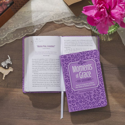 Moments of Grace for Grandmas: Stories and Scriptures Purple Faux Leather Gift Book - The Christian Gift Company