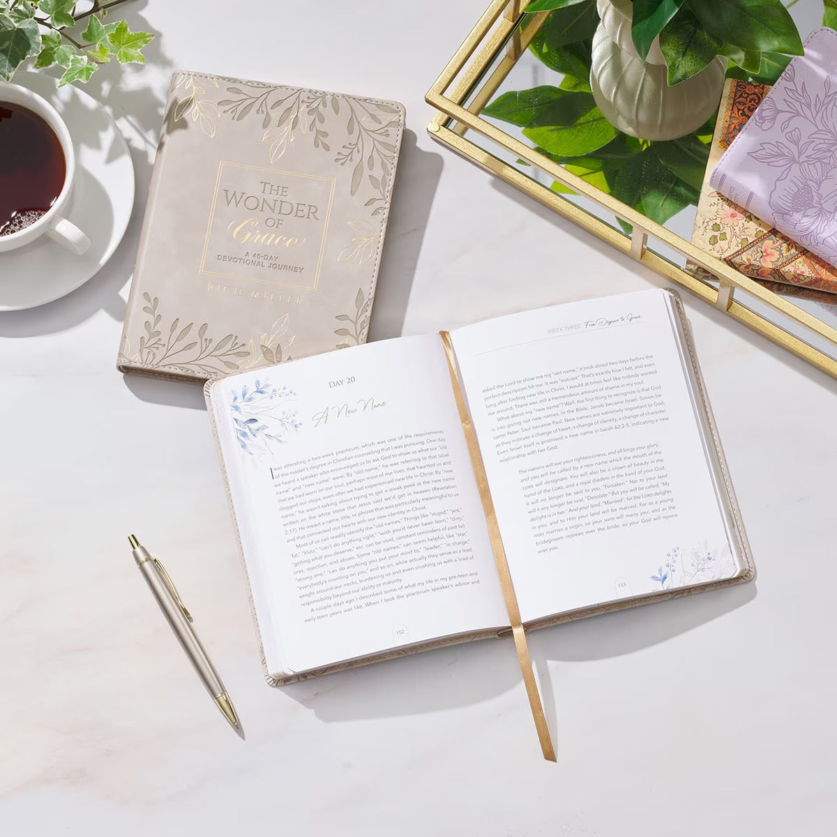 The Wonder of Grace: A 40-Day Devotional Journey Taupe Faux Leather Devotional