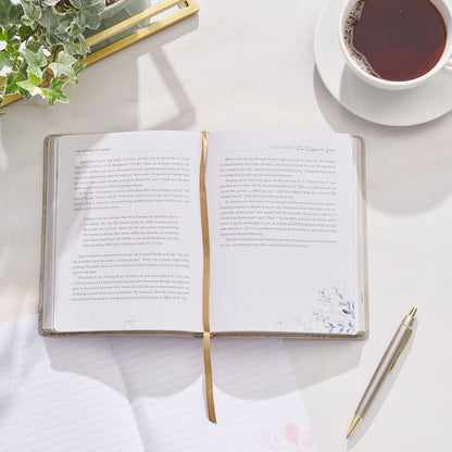 The Wonder of Grace: A 40-Day Devotional Journey Taupe Faux Leather Devotional