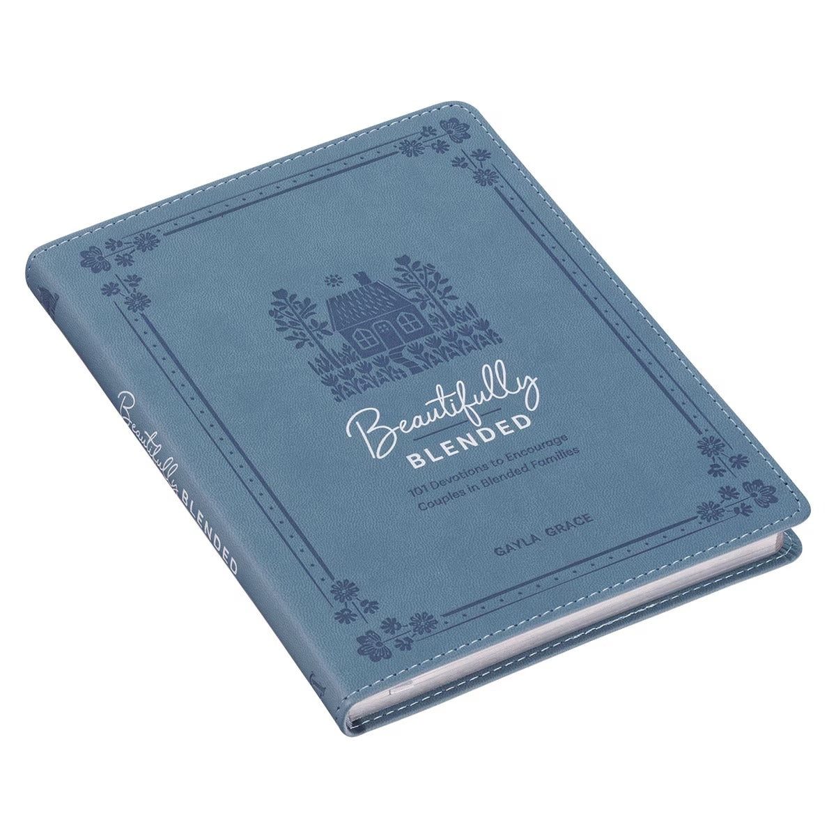 Beautifully Blended Blue Faux Leather Daily Devotional for Couples