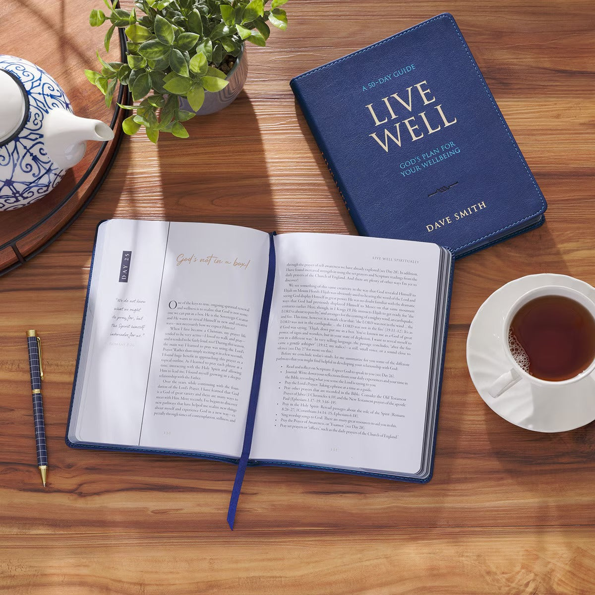Live Well: God's Plan for Your Wellbeing Blue Faux Leather Daily Devotional - The Christian Gift Company